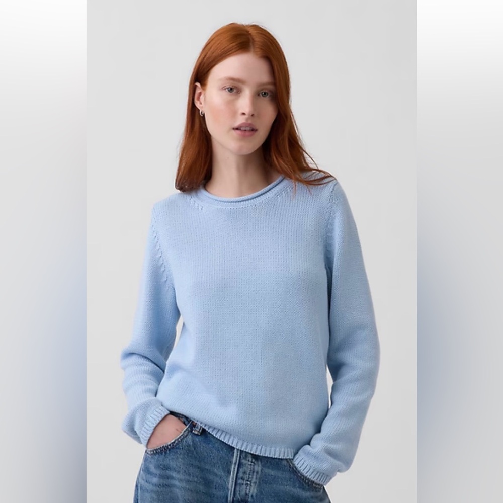 NWT size M GAP Light Blue rolled neck Crewneck Sweater - Picture 4 of 10
